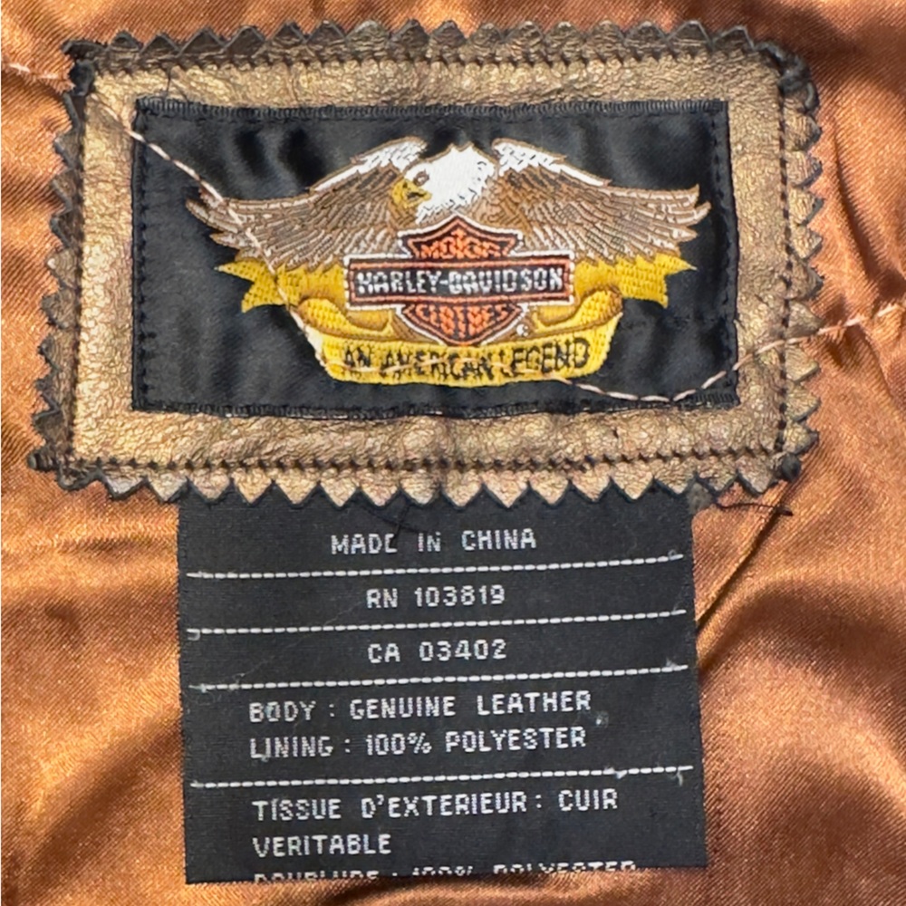 Vintage 2002 HARLEY DAVIDSON Women’s Metallic Leather Sleeveless Zip Front Vest - Picture 10 of 16